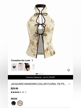 Cider Jacquard Mandarin Collar Tie Front Halter. Small. NWT.